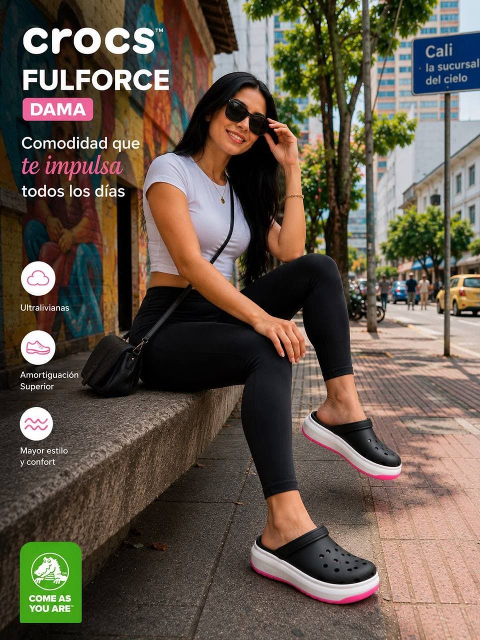 Crocs Fulforce plataforma dama al por mayor Colombia 2026 — silueta reforzada streetwear femenino, triple AAA desde $46.000 COP, Kikluxe mayorista Medellín Bogotá Cali envíos sin mínimo dropshipping